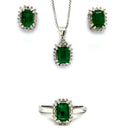 Emerald Sterling Silver Jewellery Set