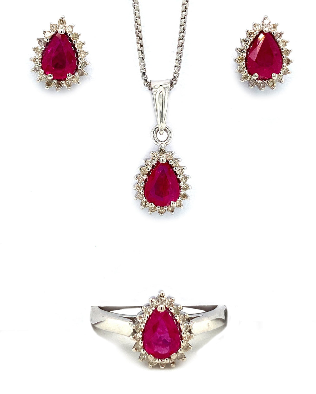 Ruby Sterling Silver Jewellery Set V
