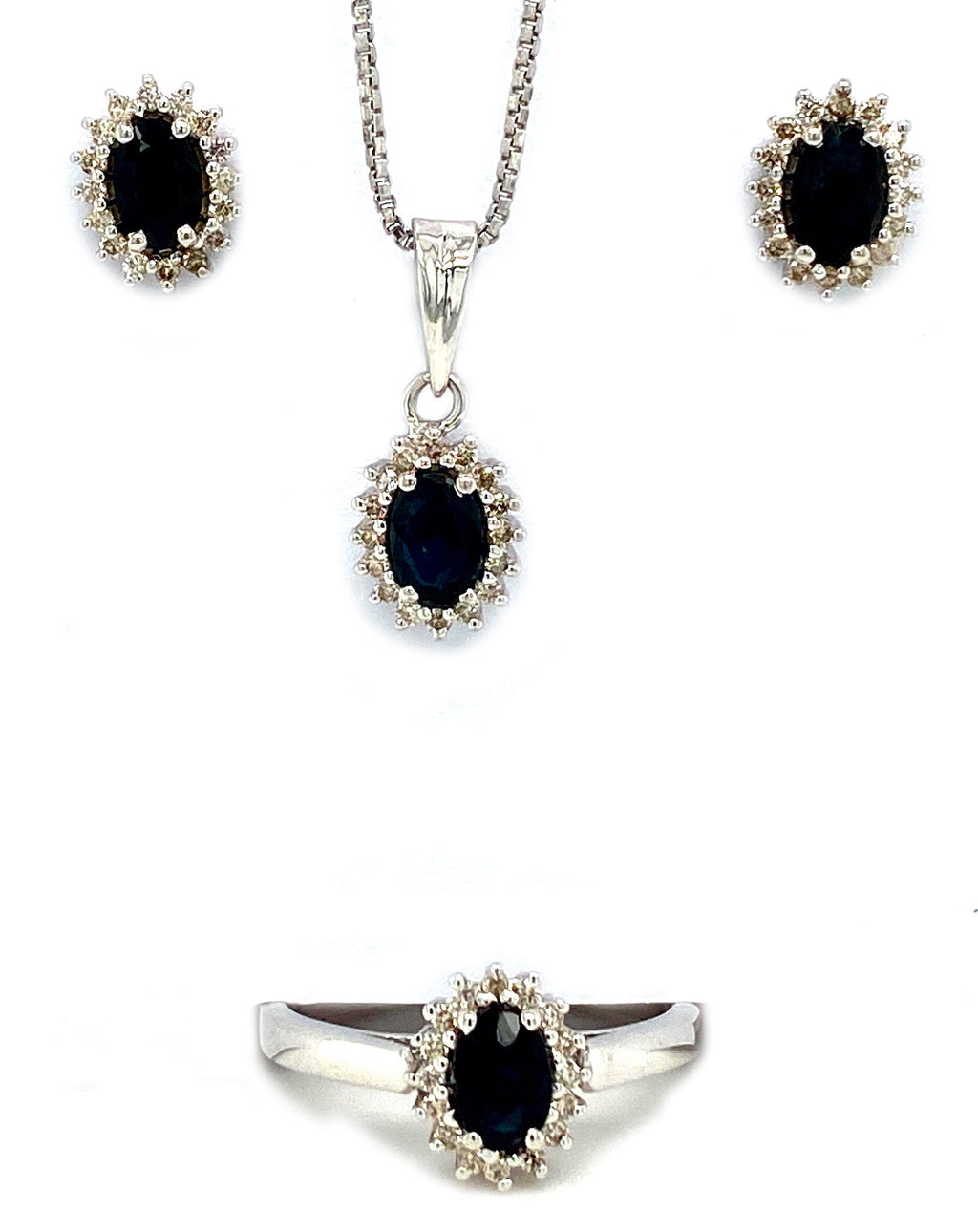 Sapphire Sterling Silver Jewellery Set