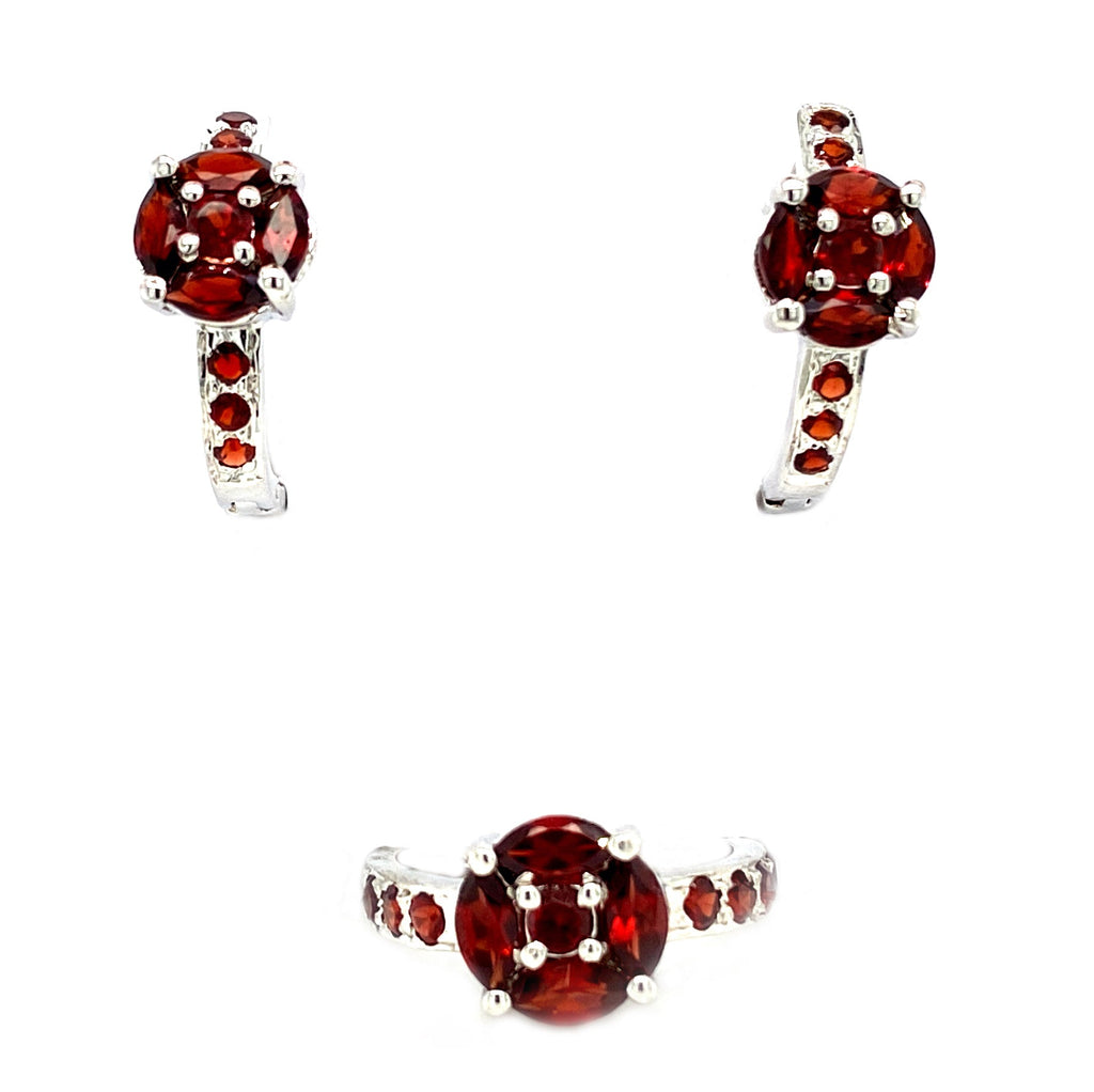 Garnet Sterling Silver Jewellery Set III