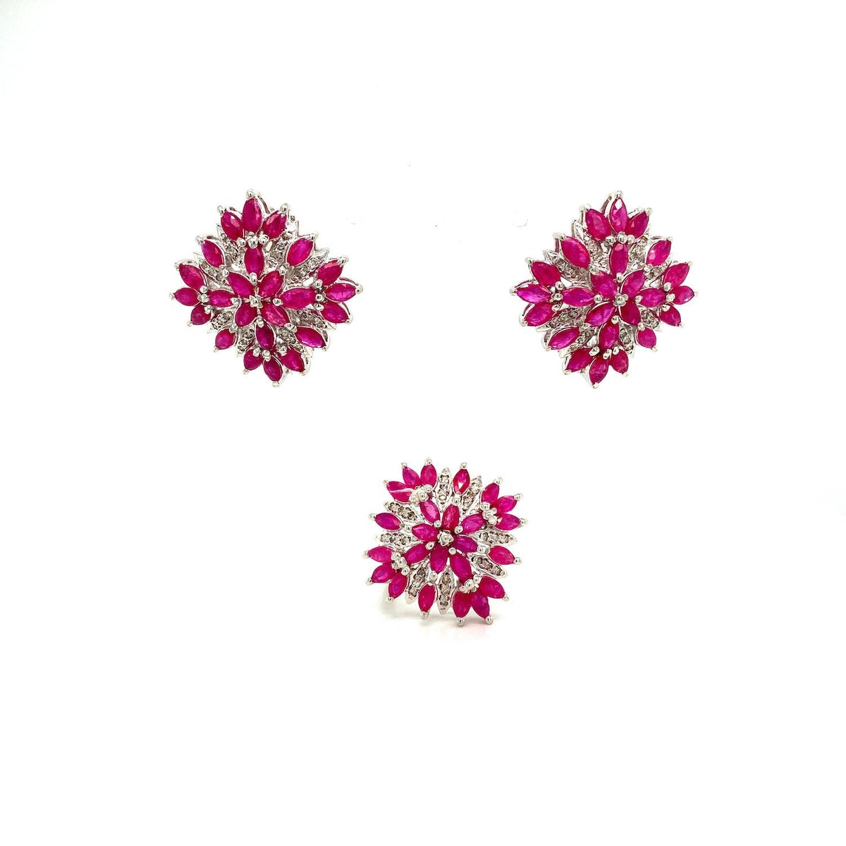 Ruby Sterling Silver Jewellery Set IV